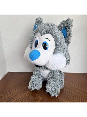 Classic Toy Co Big Head Husky Wolf Big Blue Plastic Eyes Plush Stuffed Animal